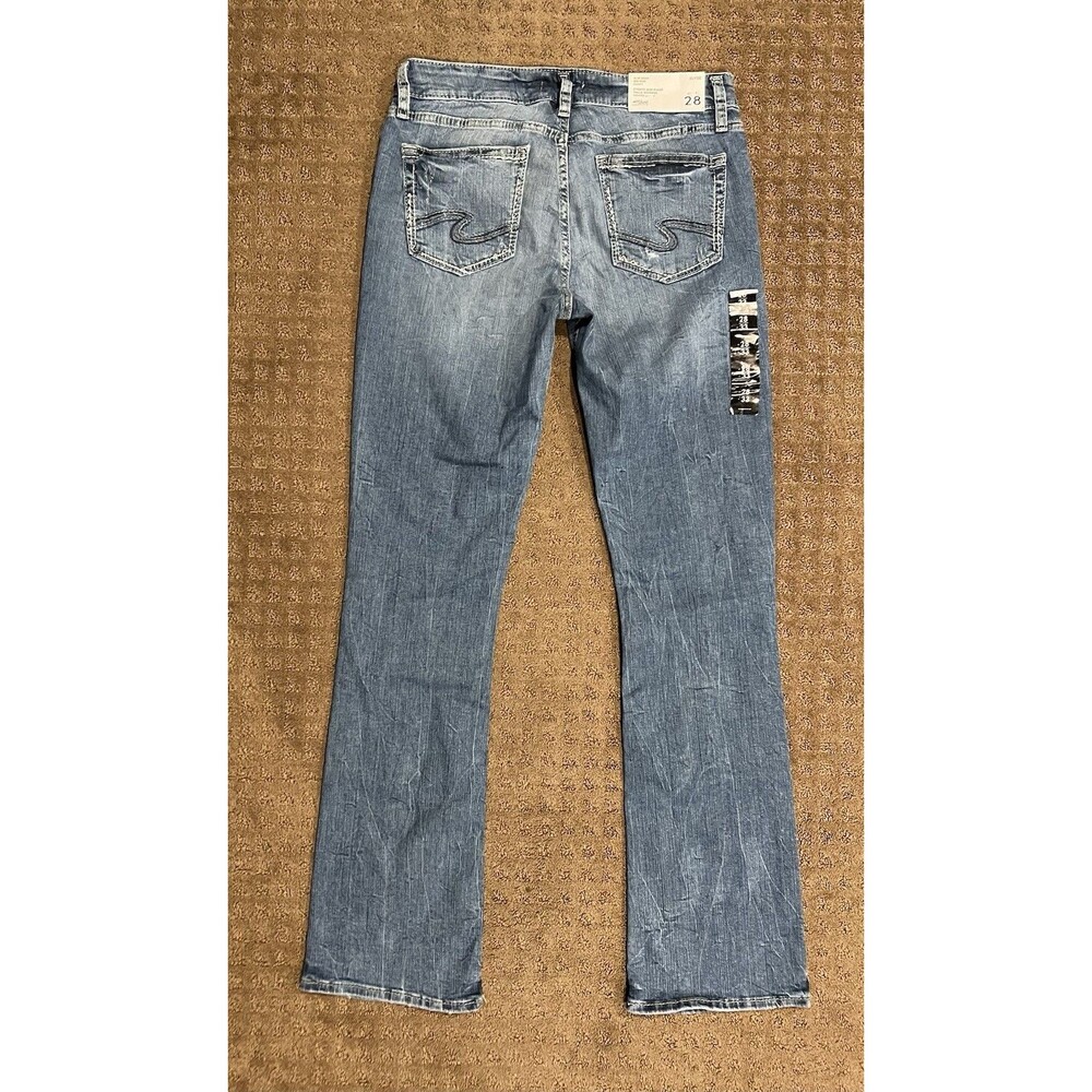 Silver Jeans Womens Elyse Curvy Fit Mid Rise Boot Cut 28 x 33 Distressed NWT